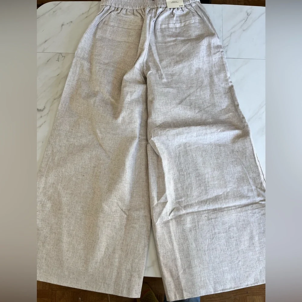NWT Banana Republic Wide Leg Cropped Linen Blend Pant Size XXS
